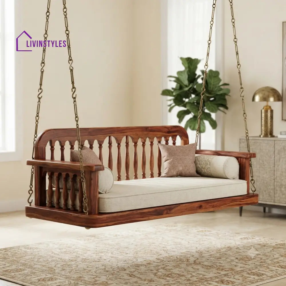 Justine 2 Seater Wooden Swing for Home | Wooden Jhula for home