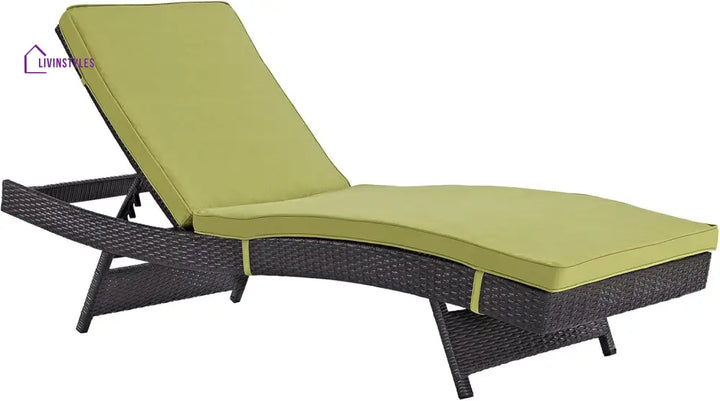 Justy Outdoor Swimming Poolside Lounger (Dark Brown) - Green - Loungers