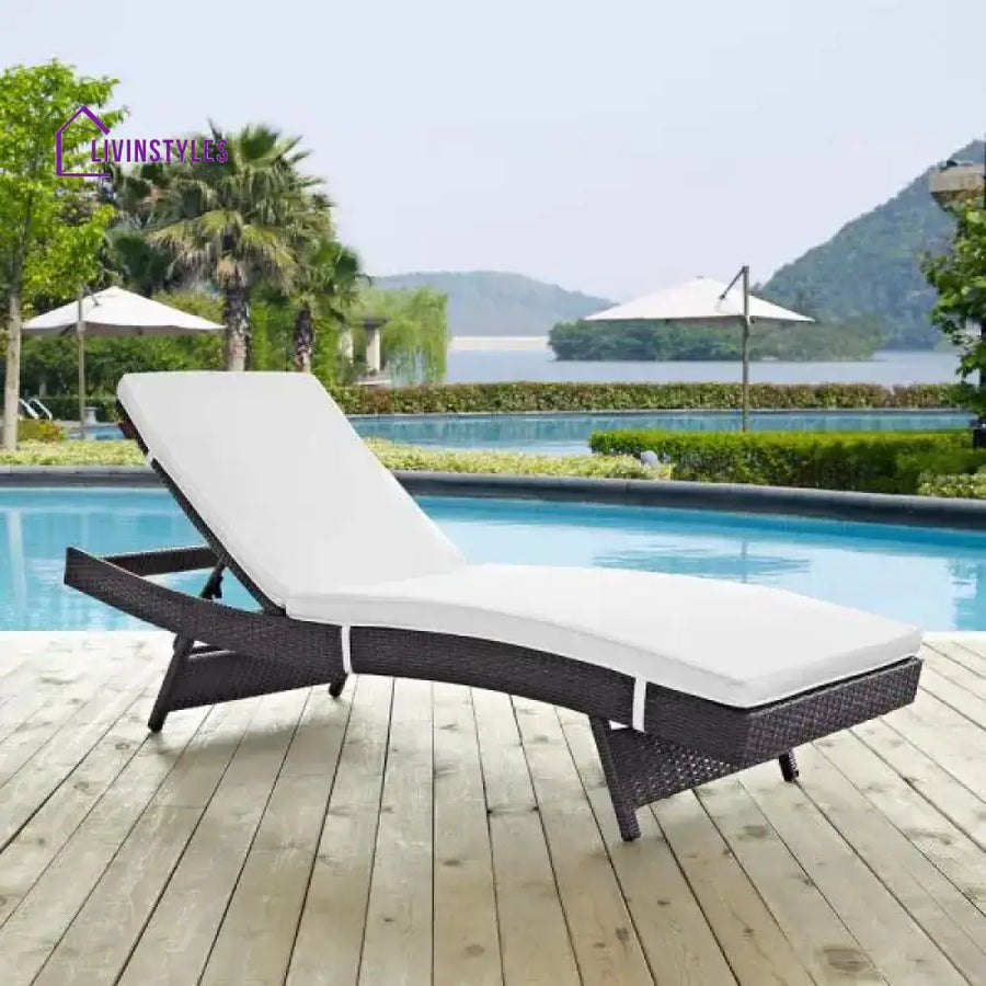 Justy Outdoor Swimming Poolside Lounger (Dark Brown) - Loungers