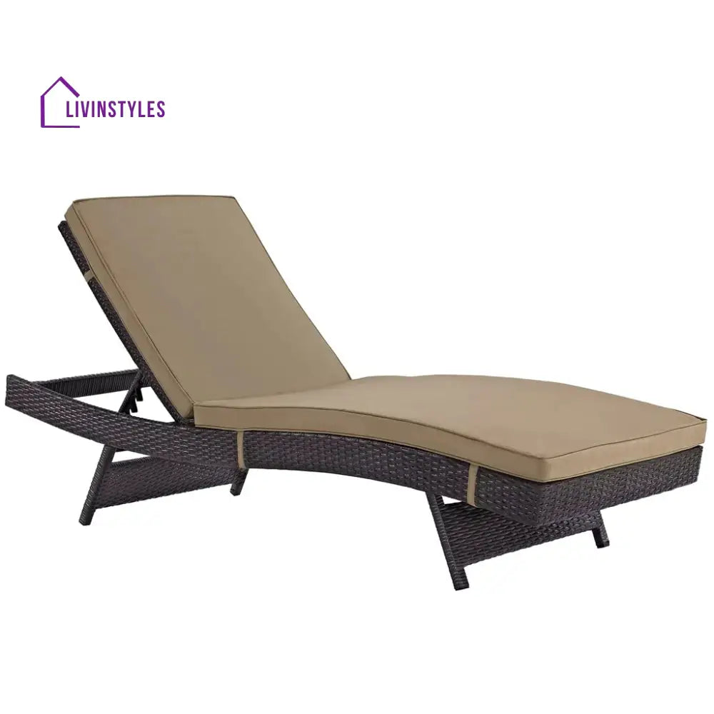 Justy Outdoor Swimming Poolside Lounger (Dark Brown) - Brown - Loungers