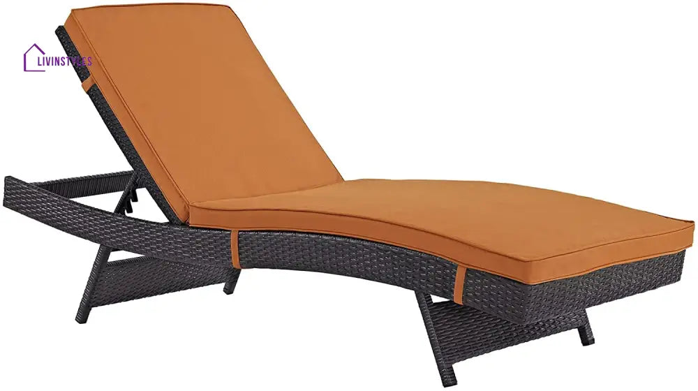 Justy Outdoor Swimming Poolside Lounger (Dark Brown) - Orange - Loungers