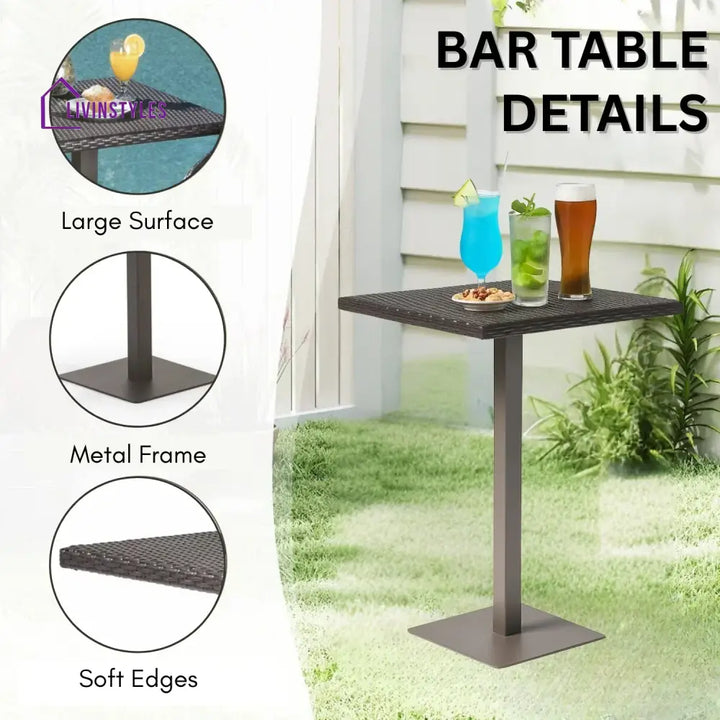 Juwairiya Outdoor Bar Set with High Top Table – All-Weather Rattan - Bar Set