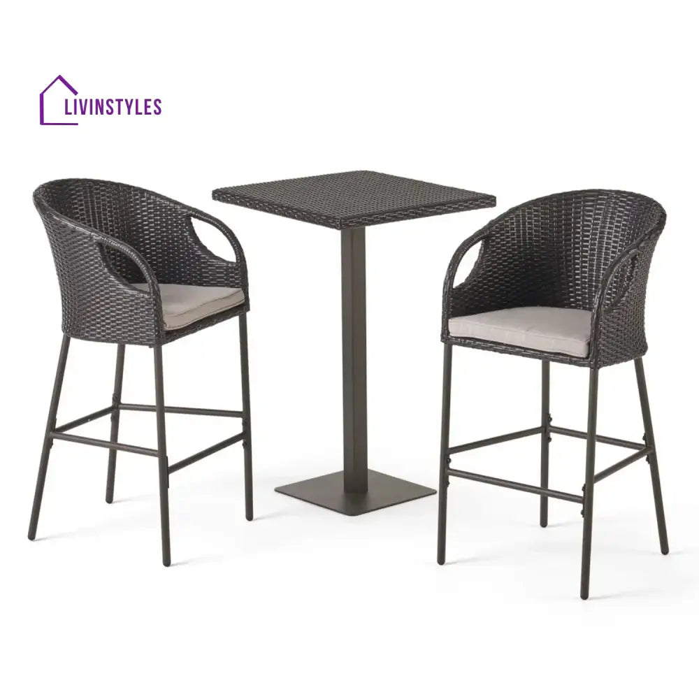 Juwairiya Outdoor Bar Set with High Top Table – All-Weather Rattan - Bar Set