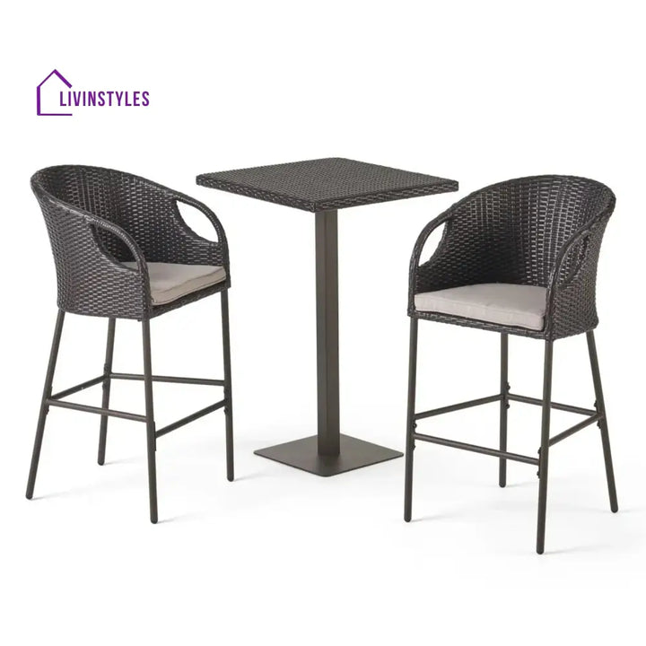 Juwairiya Outdoor Bar Set with High Top Table – All-Weather Rattan - Bar Set