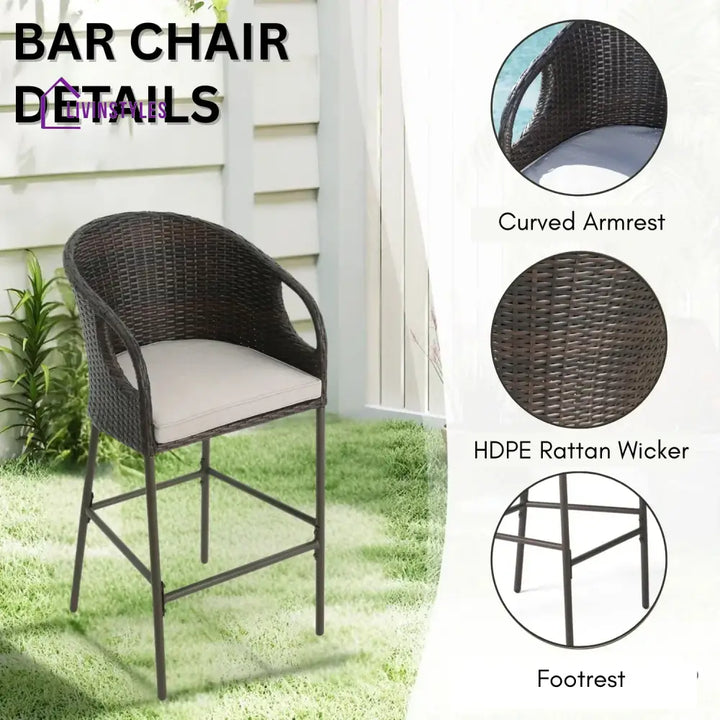 Juwairiya Outdoor Bar Set with High Top Table – All-Weather Rattan - Bar Set