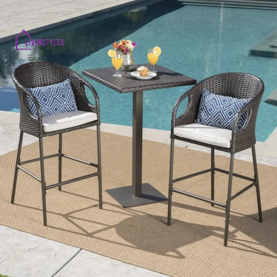 Juwairiya Outdoor Bar Set with High Top Table – All-Weather Rattan - Bar Set