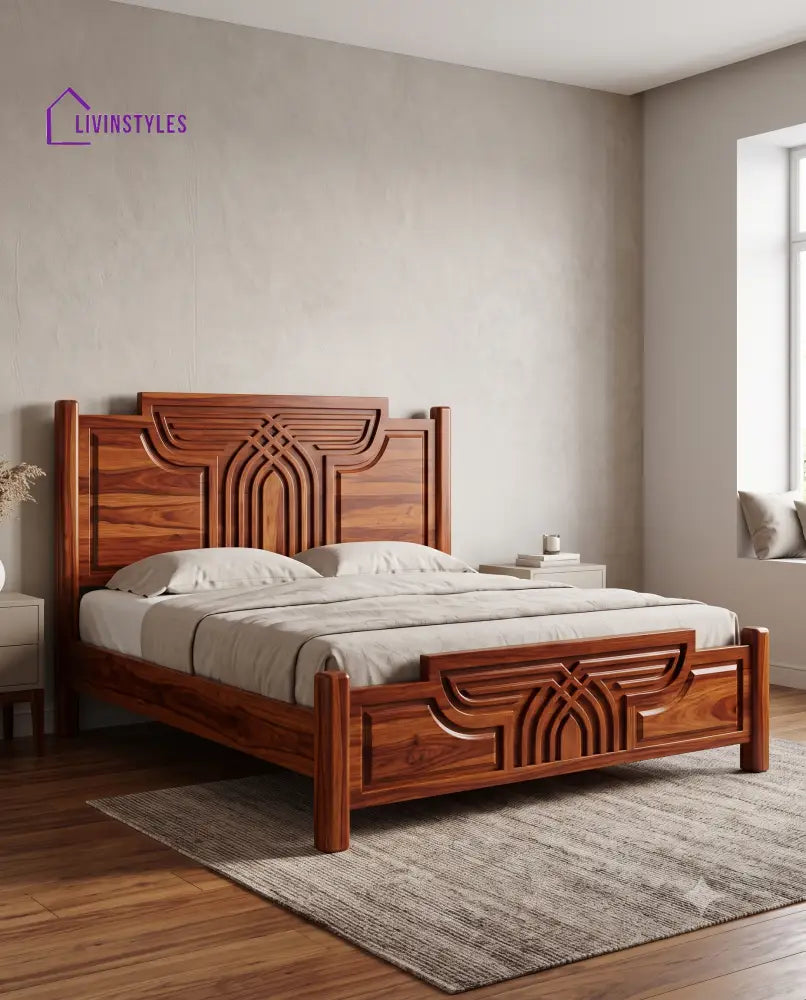 Jyothika Wooden Bed | Solid Wood Double Bed | Wooden King size bed & Wooden Queen size bed