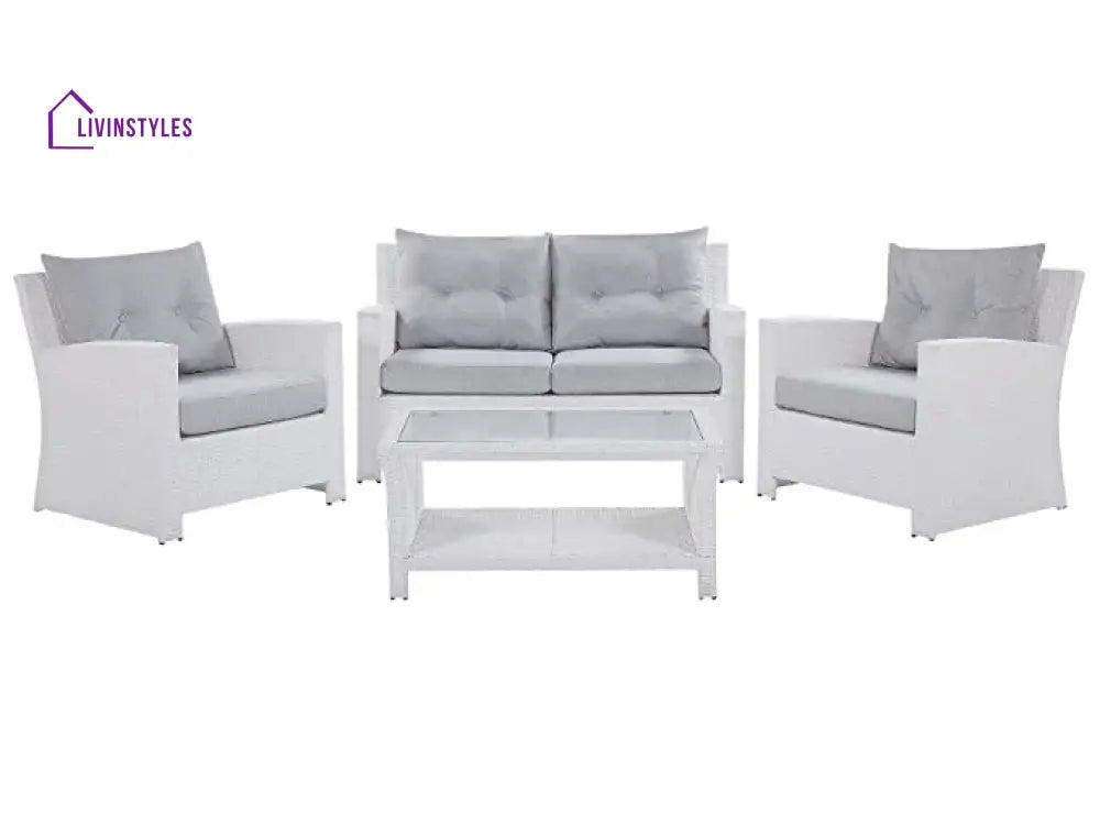 Jyoti Outdoor Grey Sofa Set: White/Light Patio Furniture