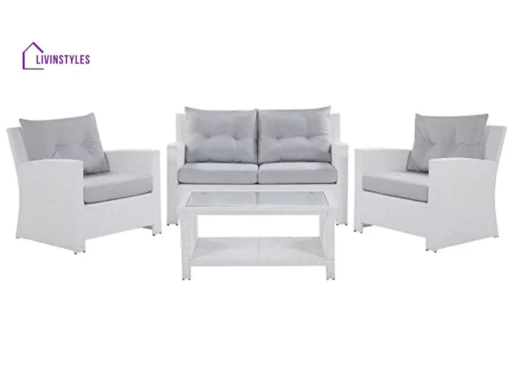 Jyoti Outdoor Grey Sofa Set: White/Light Patio Furniture