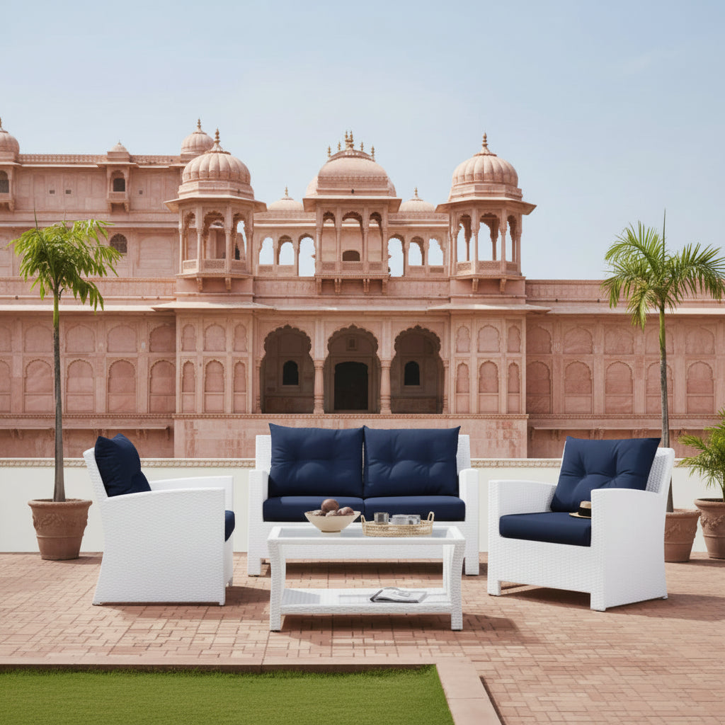Jyoti Outdoor Grey Sofa Set: White/Light Patio Furniture
