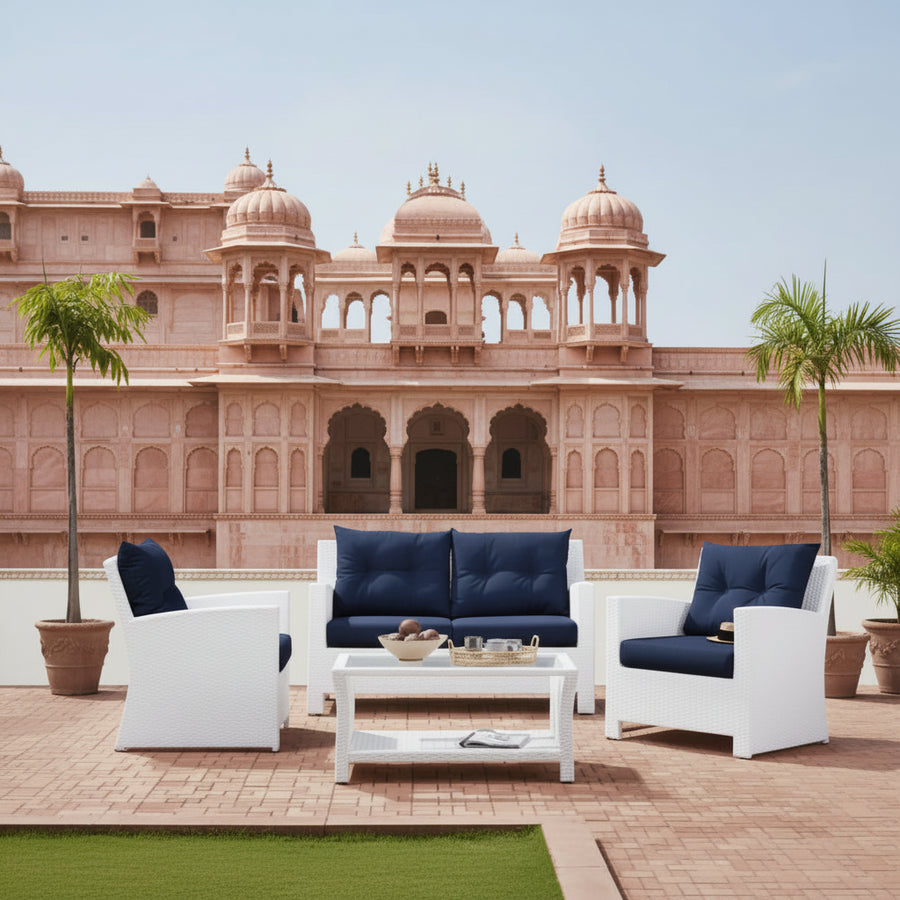 Jyoti Outdoor Grey Sofa Set: White/Light Patio Furniture