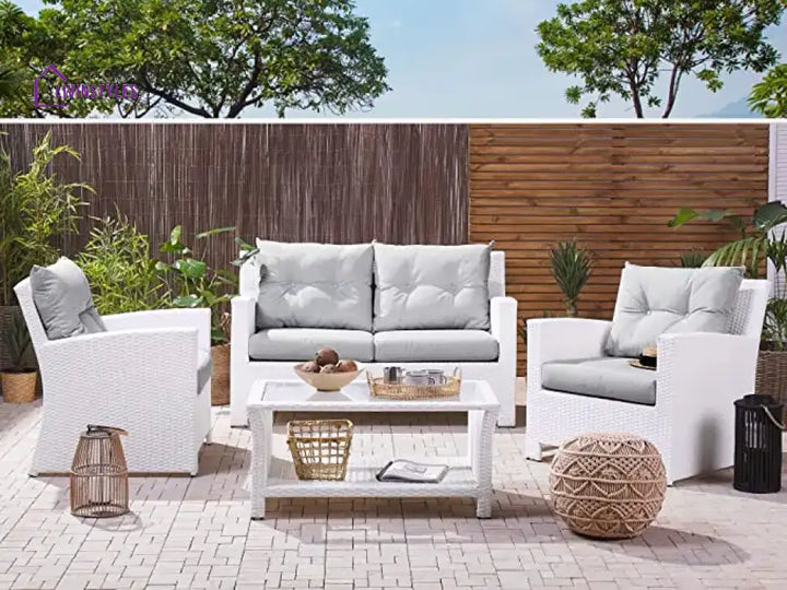 Jyoti Outdoor Grey Sofa Set: White/Light Patio Furniture