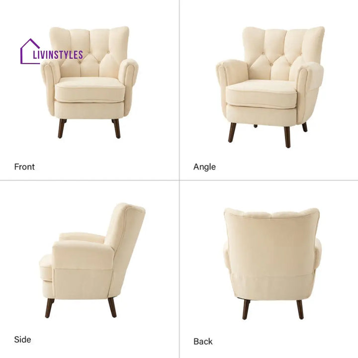 Jyotsna Solid Wood and Fabric Arm Chair | Living Room Chair | Lounge Chair
