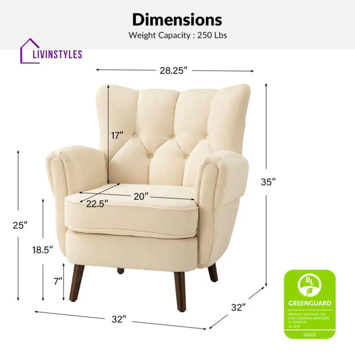 Jyotsna Solid Wood and Fabric Arm Chair | Living Room Chair | Lounge Chair
