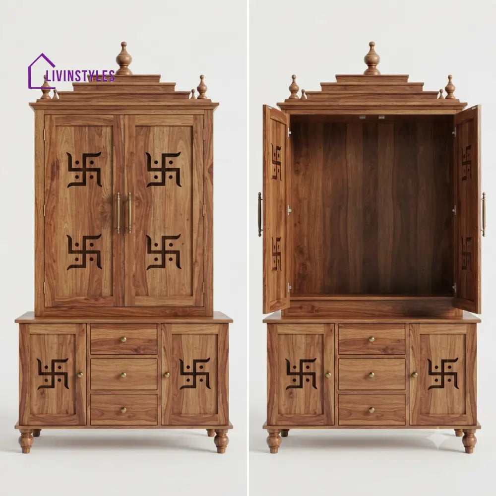 Kaashvi Premium Solid Wood Home Temple | Pooja Mandir for Home