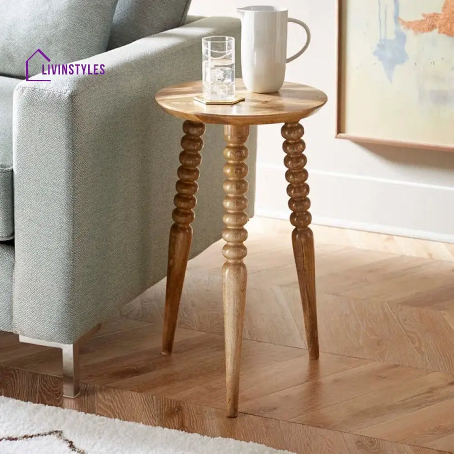 Kabir Solid Wood Drink Table | Side Table | Laptop Table