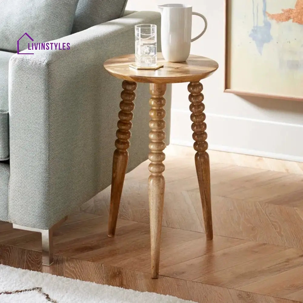 Kabir Solid Wood Drink Table | Side Table | Laptop Table
