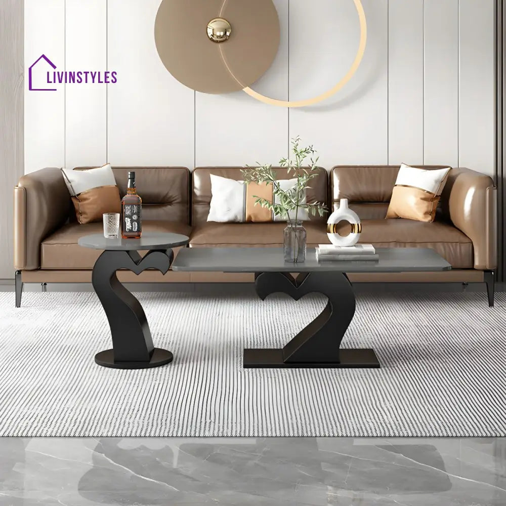 Kabir Stainless Steel Coffee Table Set | Heart Shape Coffee Table