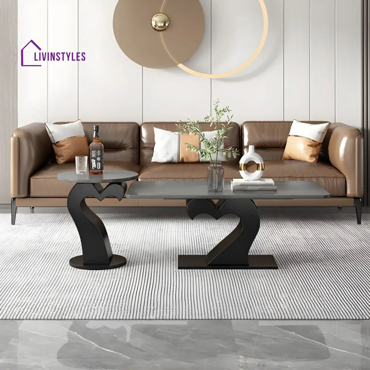 Kabir Stainless Steel Coffee Table Set | Heart Shape Coffee Table