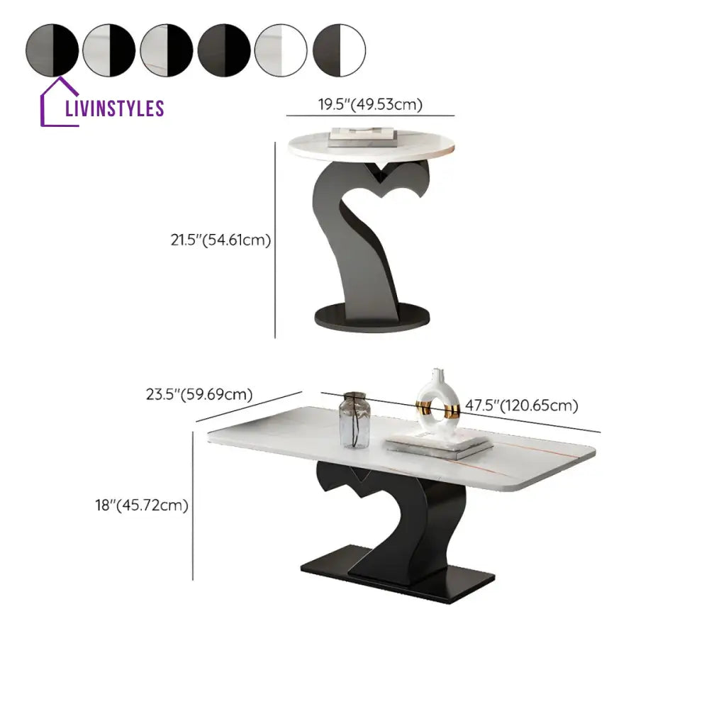 Kabir Stainless Steel Coffee Table Set | Heart Shape Coffee Table