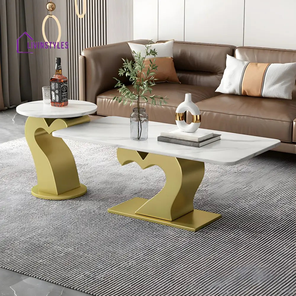 Kabir Stainless Steel Coffee Table Set | Heart Shape Coffee Table
