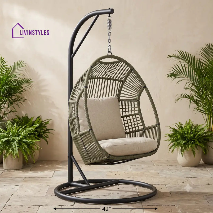 Kacper Premium MS Frame with Powder Coated Outdoor Swing Chair with Stand