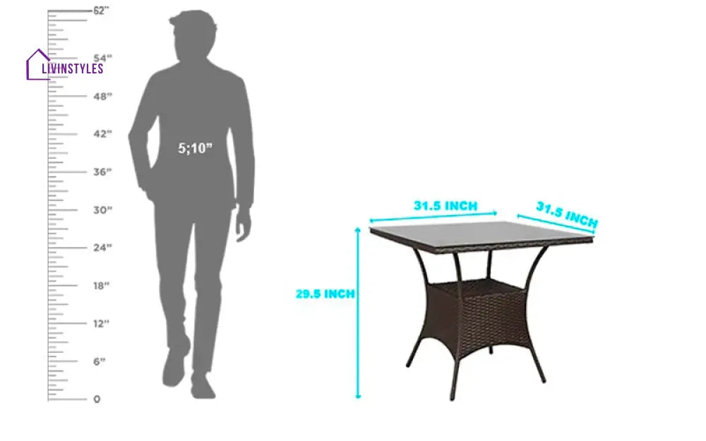 Kaddu Outdoor Patio Seating Set 4 Chairs and 1 Table Set (Dark Brown) - Coffee Table Sets