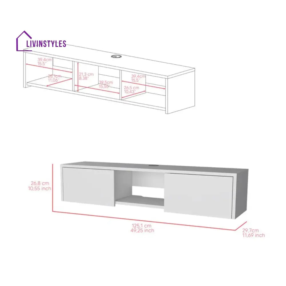 Kaelani Wooden Finish Tv Unit Stand for Living Room