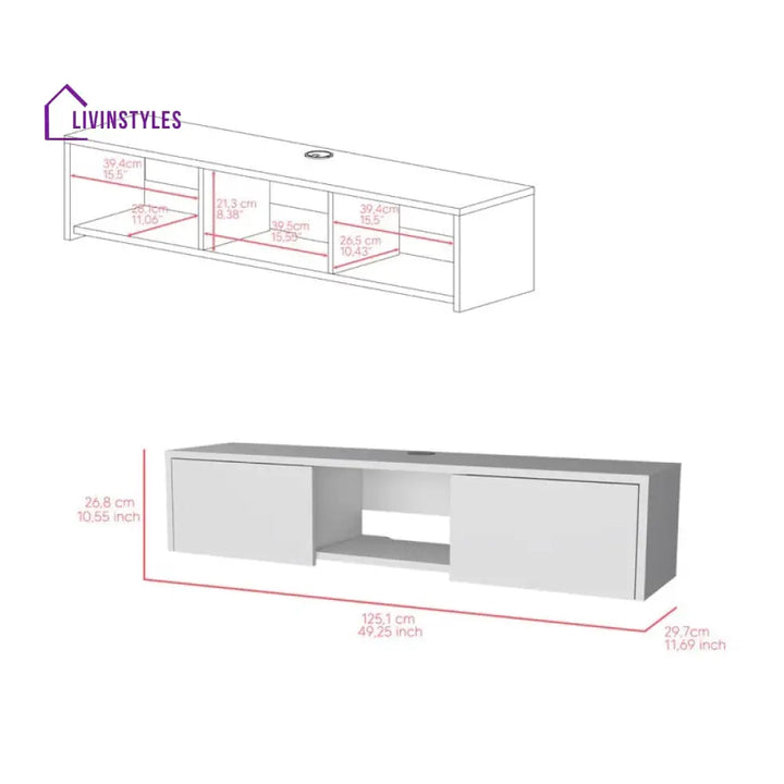 Kaelani Wooden Finish Tv Unit Stand for Living Room