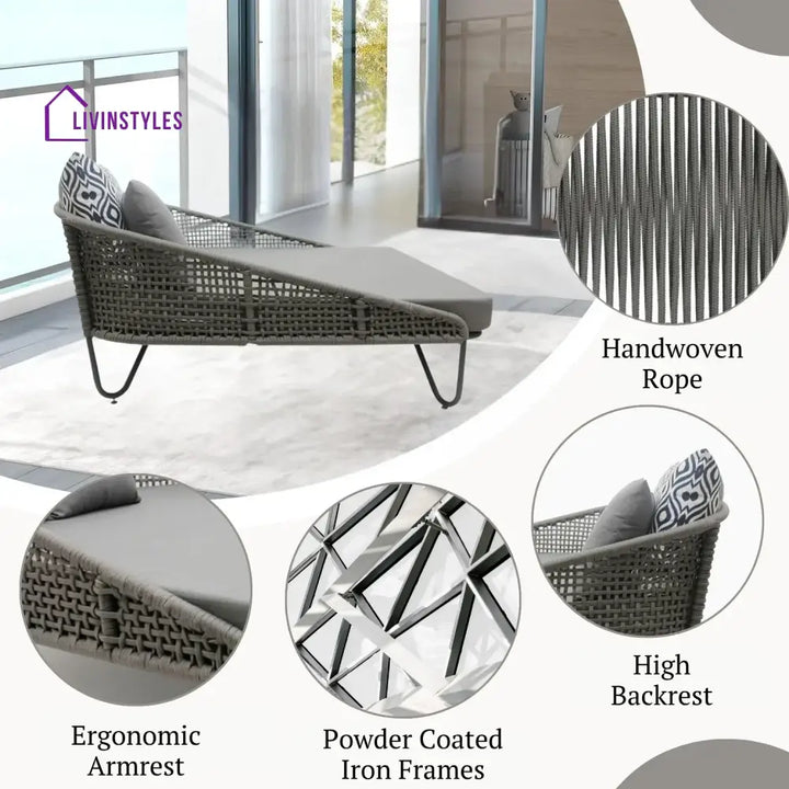 Kaelyn Outdoor Rope Patio Furniture Daybed (Grey) - Daybed