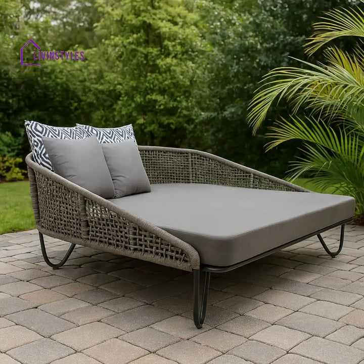 Kaelyn Outdoor Rope Patio Furniture Daybed (Grey) - Daybed