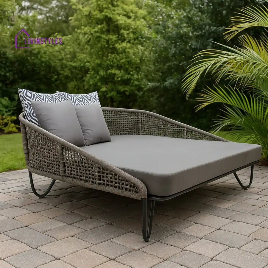 Kaelyn Outdoor Rope Patio Furniture Daybed (Grey) - Daybed