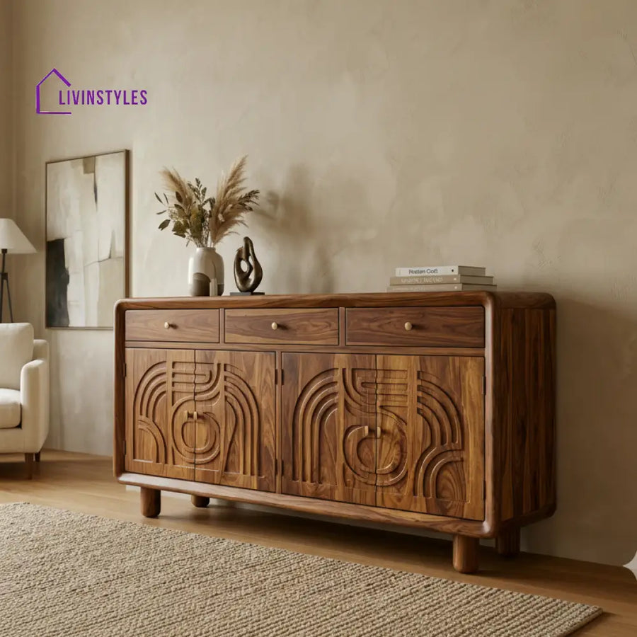 Kahu Sheesham Wood Cabinet and Sideboard (Honey Finish)