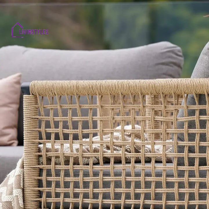 Kaia Outdoor Rope 4 Piece Sofa Set (Beige & Grey) - Sofa Set