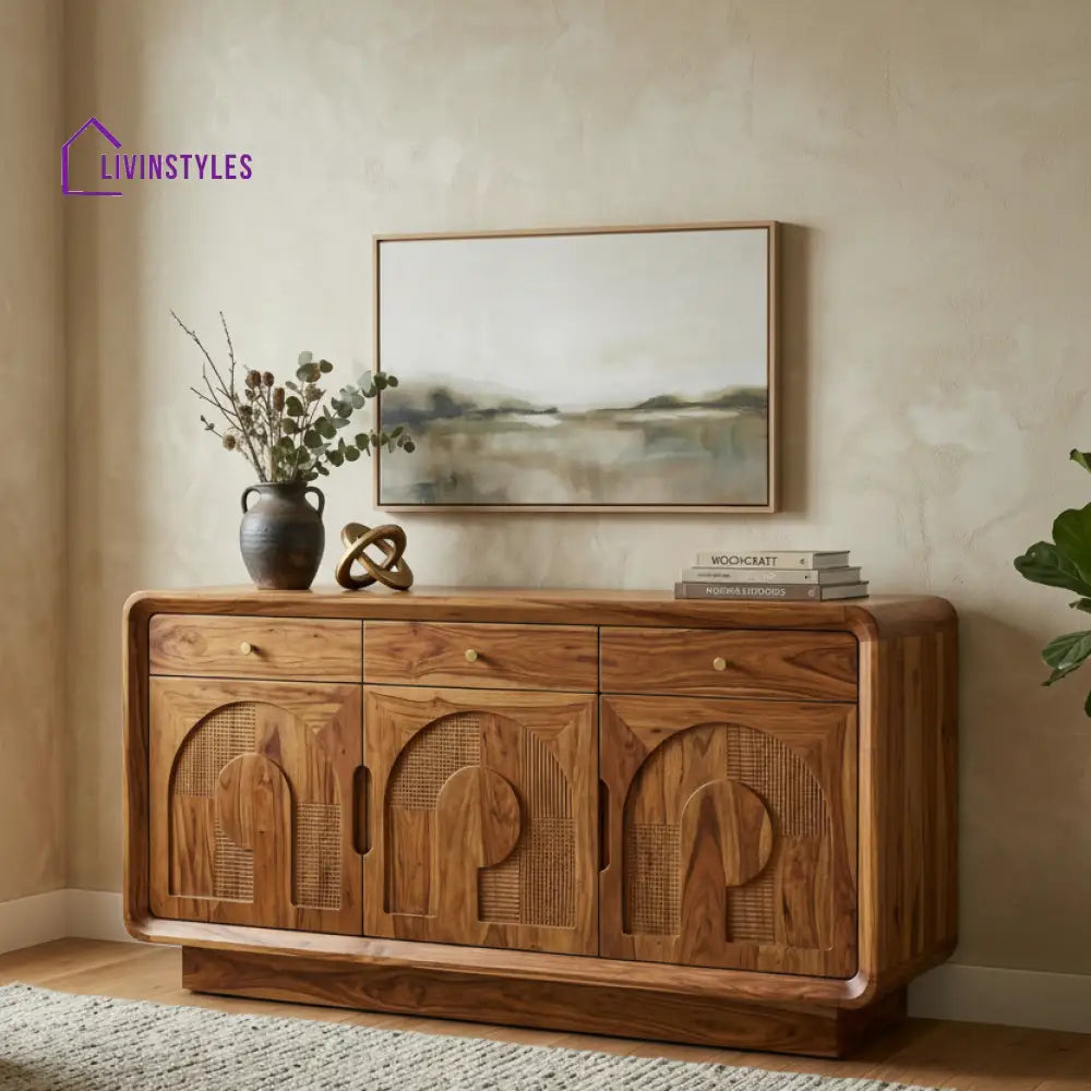 Kaimana Sheesham Wood Cabinet and Sideboard (Honey Finish)