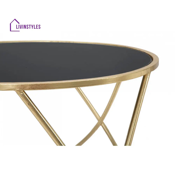 Kajal Stainless Steel Coffee Table With Glass Top