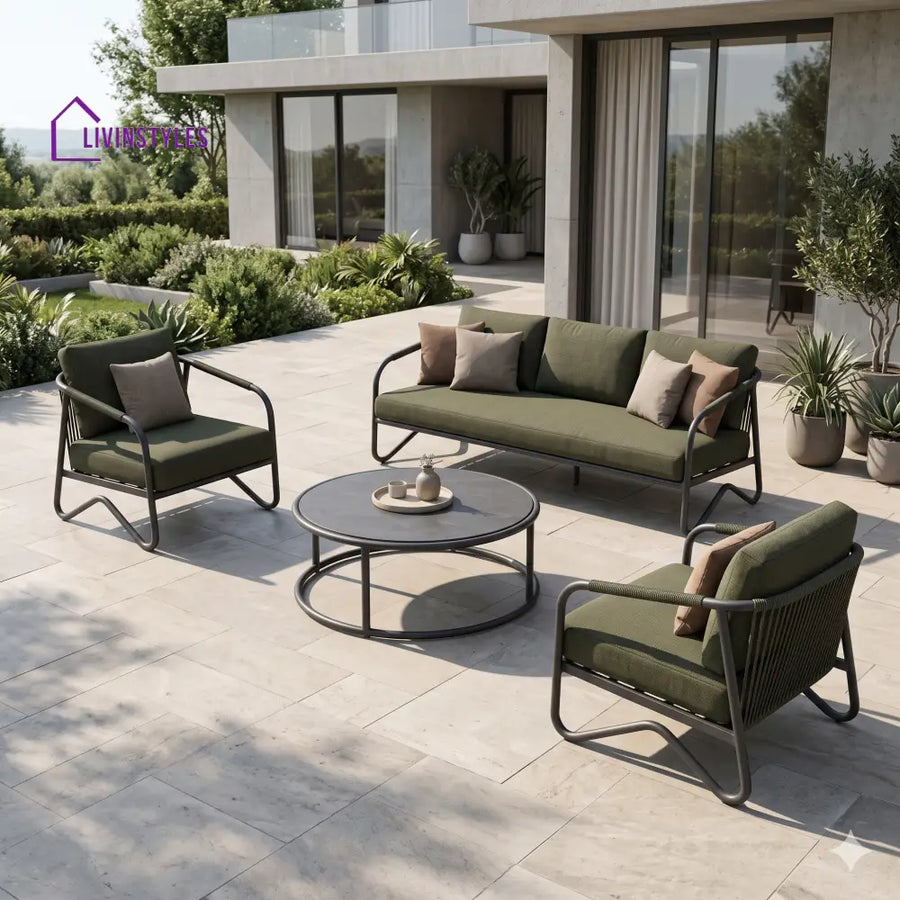 Kajetan Premium MS Frame with Powder Coated Outdoor Sofa Set with Weather Proof Fabric