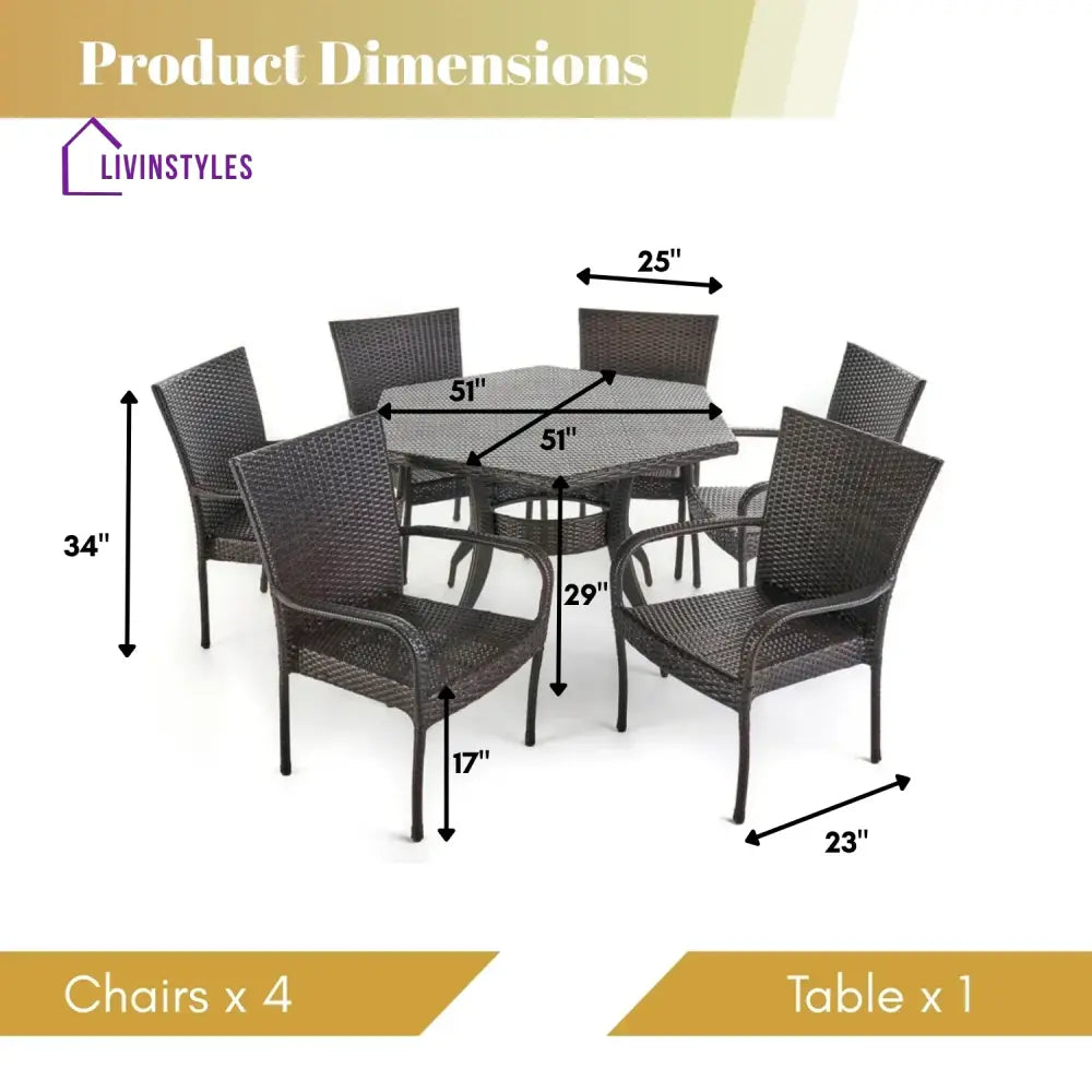 Kalila Outdoor All-Weather Resistant Rattan Wicker 7-Piece Dining Set - Dining Set