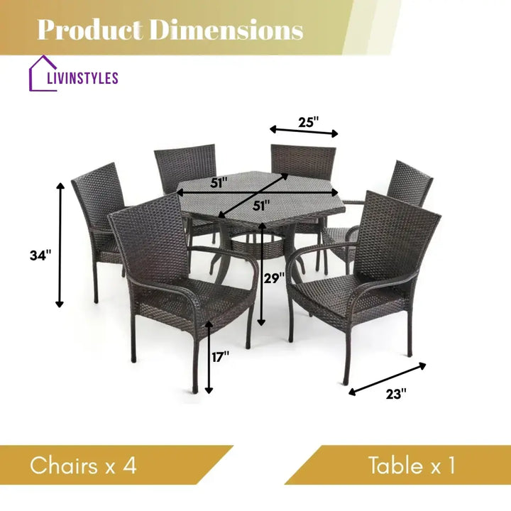 Kalila Outdoor All-Weather Resistant Rattan Wicker 7-Piece Dining Set - Dining Set