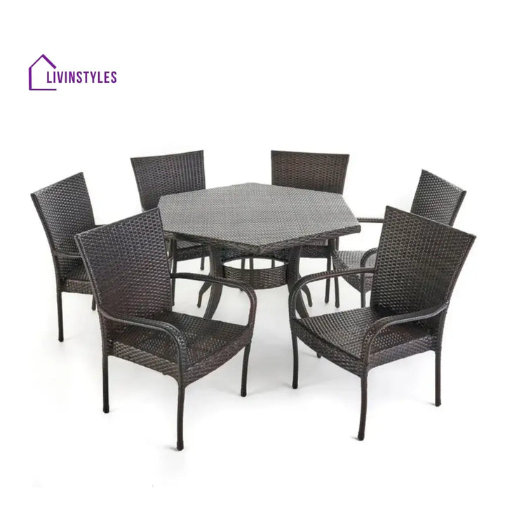 Kalila Outdoor All-Weather Resistant Rattan Wicker 7-Piece Dining Set - Dining Set