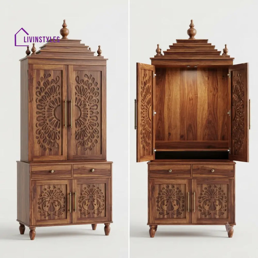 Kalindi Premium Solid Wood Home Temple | Pooja Mandir for Home
