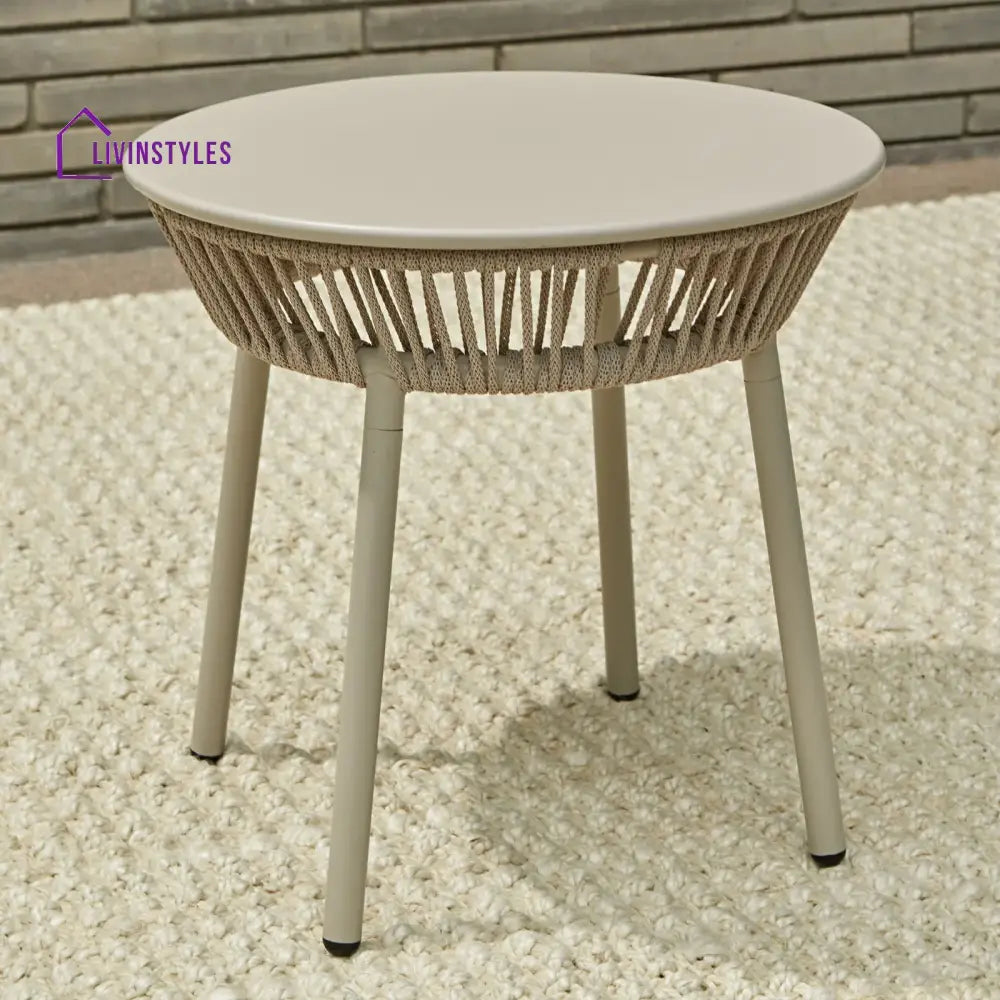 Kalpa Outdoor Patio Seating Set 2 Chairs and 1 Table Set (Beige) Braided & Rope - Coffee Table Sets