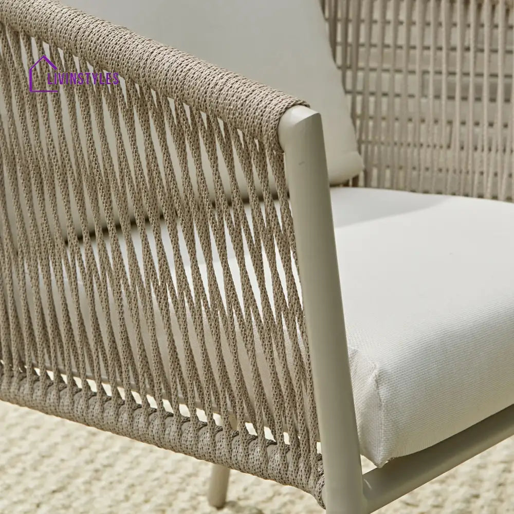 Kalpa Outdoor Patio Seating Set 2 Chairs and 1 Table Set (Beige) Braided & Rope - Coffee Table Sets