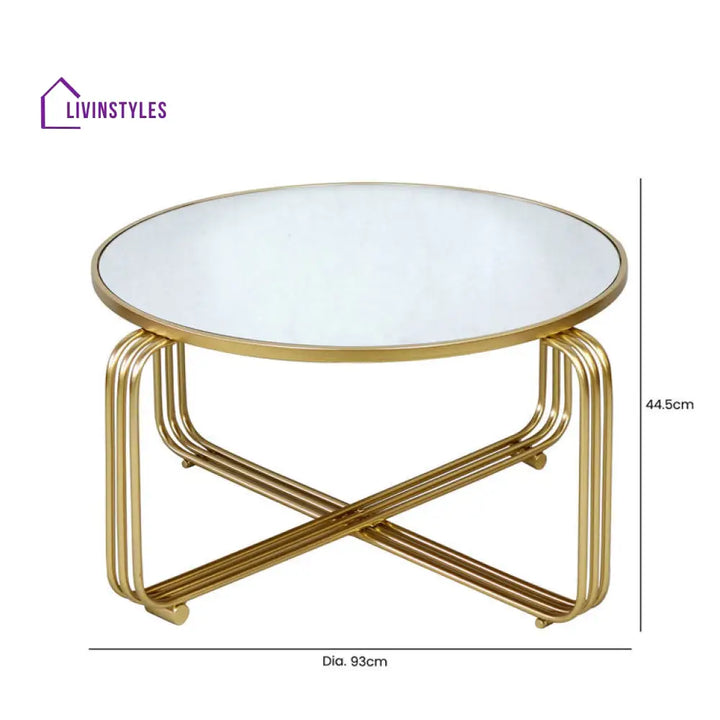 Kalpana Stainless Steel Coffee Table With Glass Top