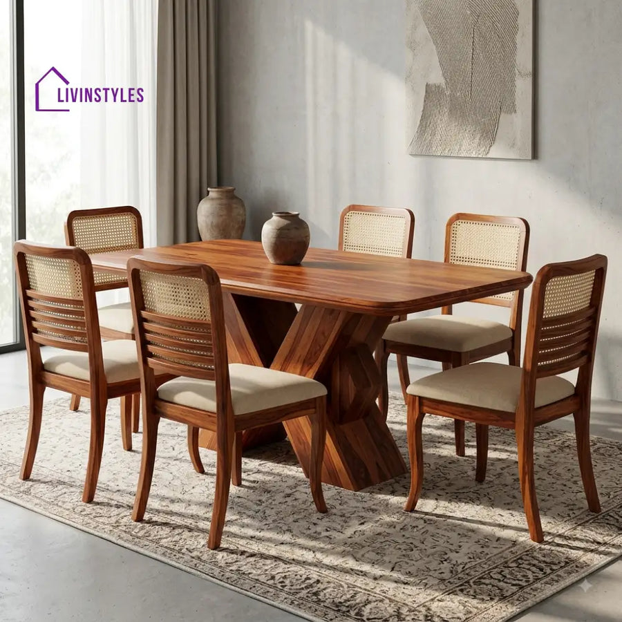 Kalyani Premium Wooden 6 Seater Dining Table Set