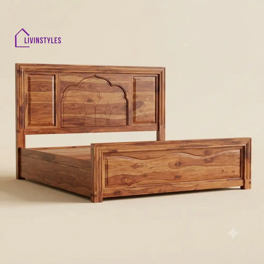 Kalyani Sheesham Wood Bed With Box Storage | Wooden Bed
