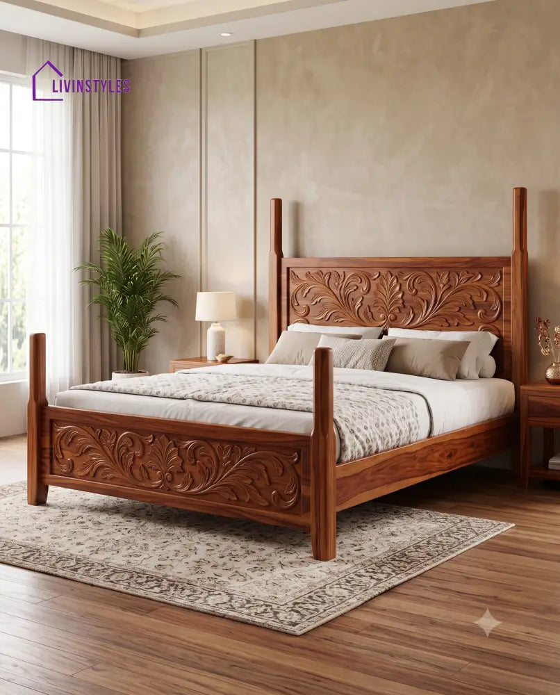 Kalyani Wooden Bed | Solid Wood Double Bed | Wooden King size bed & Wooden Queen size bed