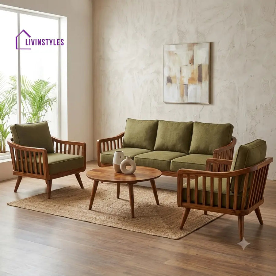 Kalyani Wooden Sofa Set | 3 + 1 + 1 Sheesham Wood Sofa Set for Living Room