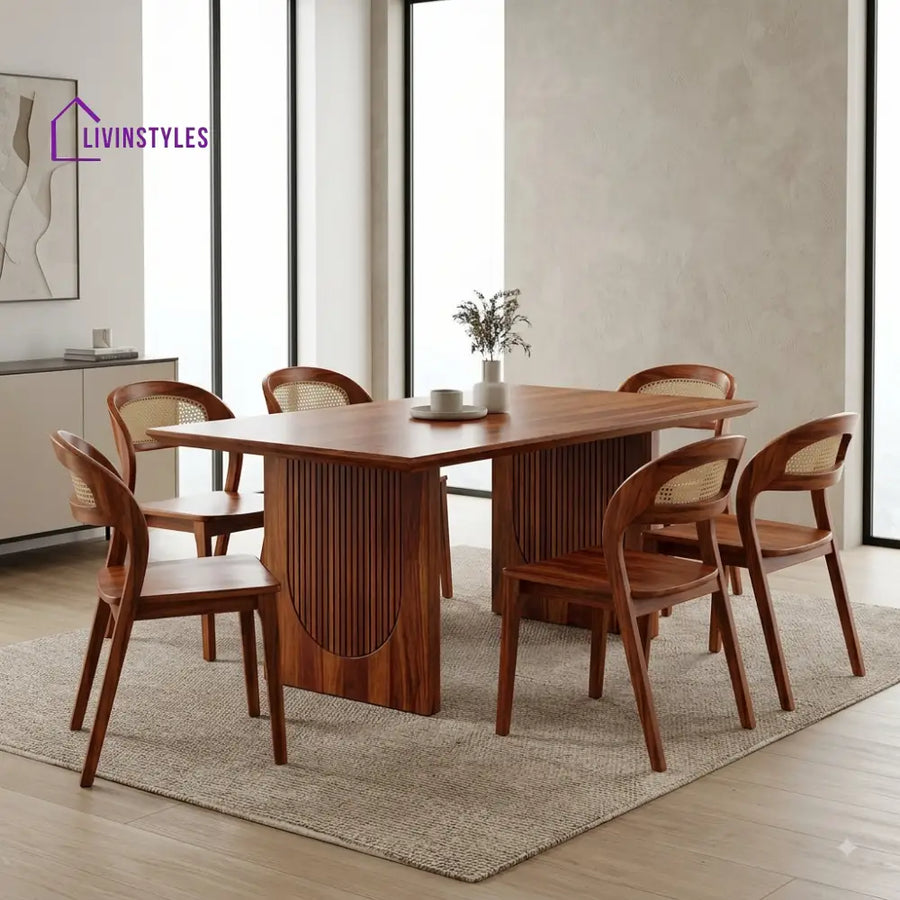 Kamakshi Premium Wooden 6 Seater Dining Table Set