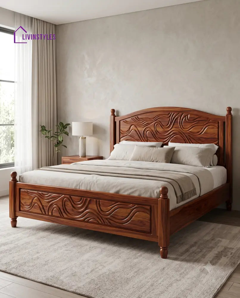 Kamakshi Wooden Bed | Solid Wood Double Bed | Wooden King size bed & Wooden Queen size bed